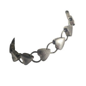 Vtg 1970s Sterling Silver Heart Link Bracelet